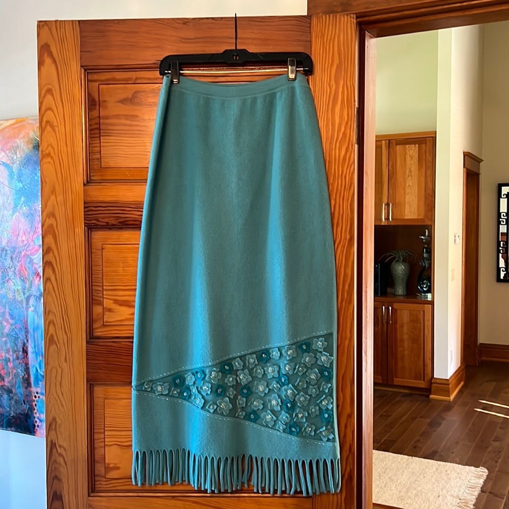 Rickie Freeman for Teri Jon sea foam green wool skirt - vintage